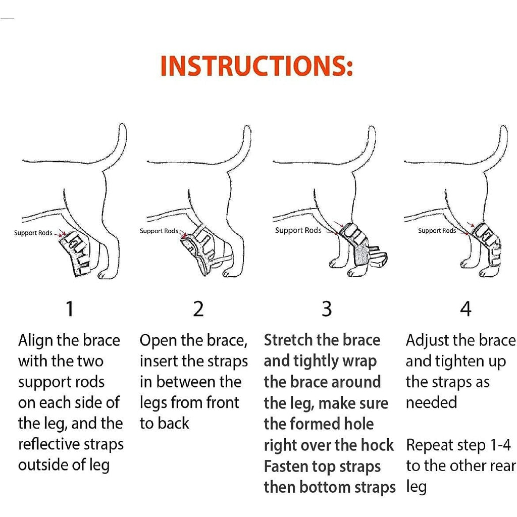3-in-1 Dog Leg Brace - Rigid and Spring Inserts | Safety Reflective Straps [Long Version] (Pair)