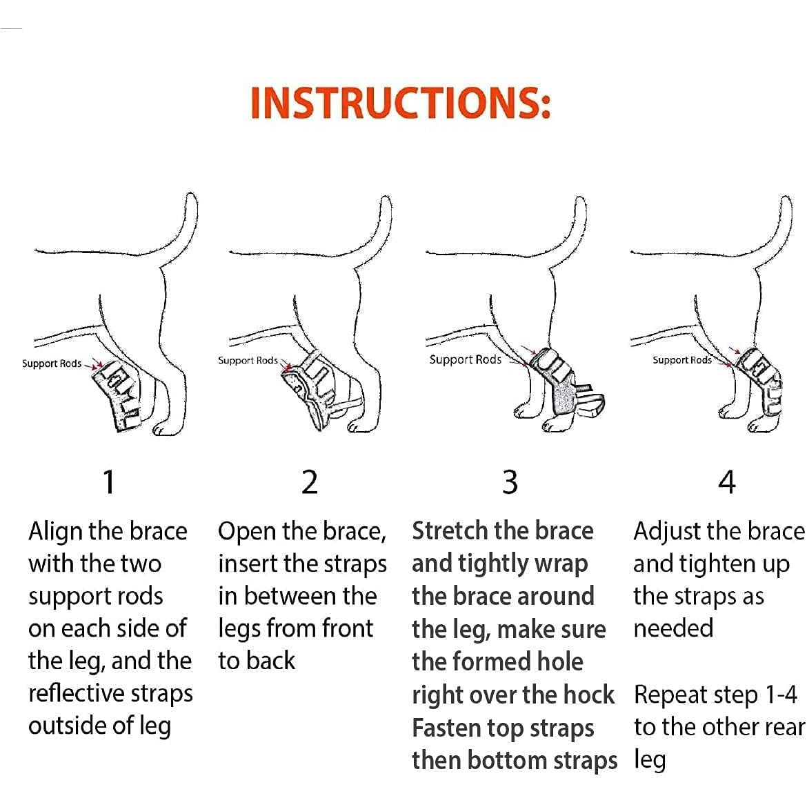 3-in-1 Dog Leg Brace - Rigid and Spring Inserts | Safety Reflective Straps [Long Version] (Pair)