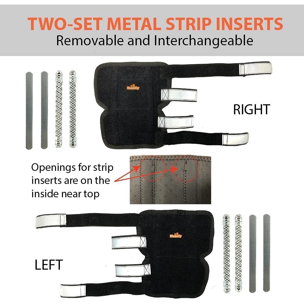 3-in-1 Dog Leg Brace - Rigid and Spring Inserts | Safety Reflective Straps [Long Version] (Pair)