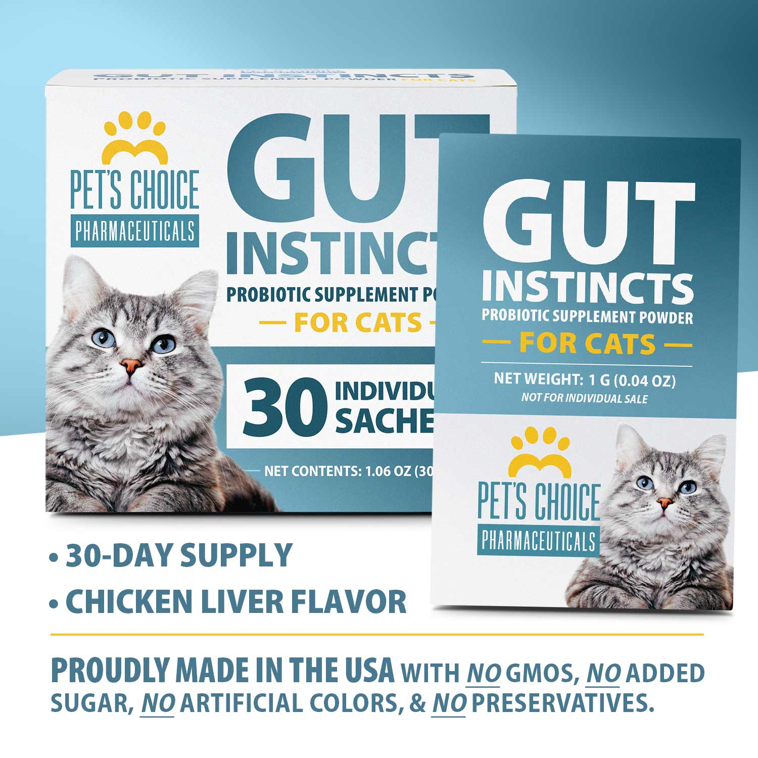 Probiotic Supplement for Cats, 30 Powder Packets, Made in USA