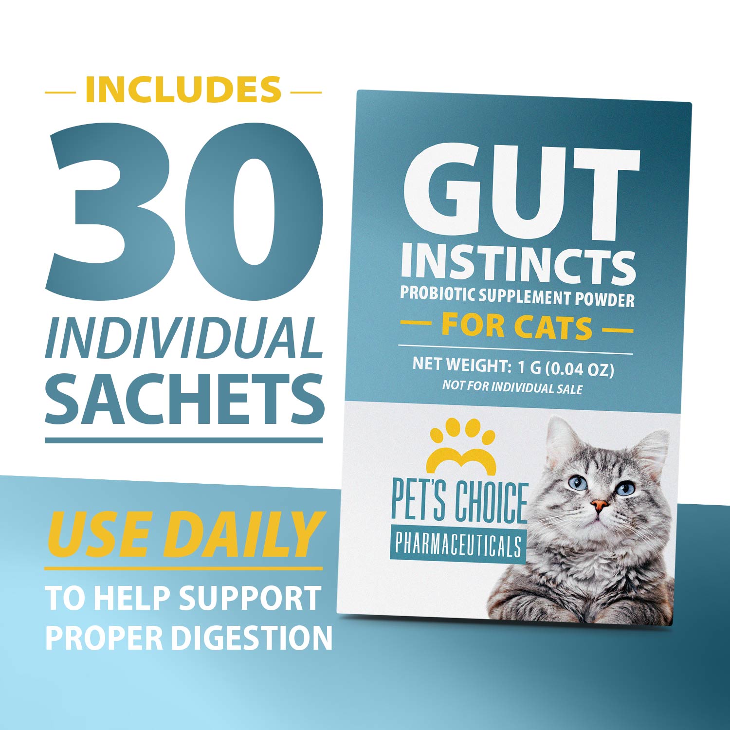 Probiotic Supplement for Cats, 30 Powder Packets, Made in USA