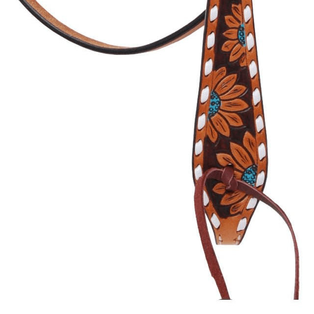 Rafter T Turquoise Sunflower Browband Headstall for Horses