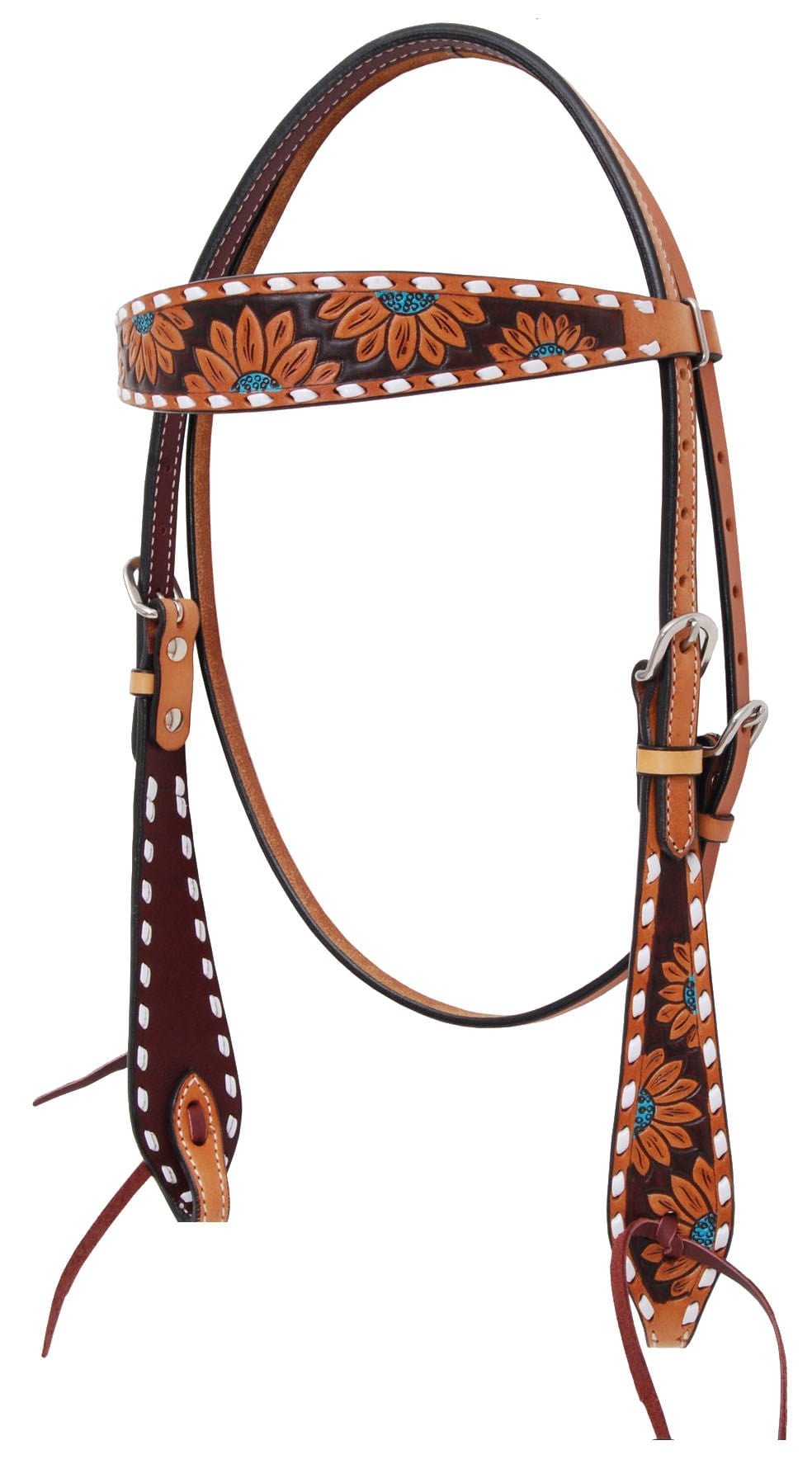 Rafter T Turquoise Sunflower Browband Headstall for Horses