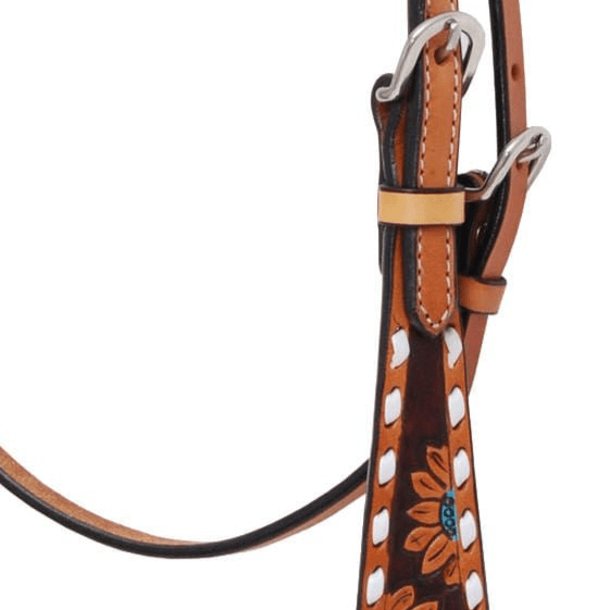 Rafter T Turquoise Sunflower Browband Headstall for Horses