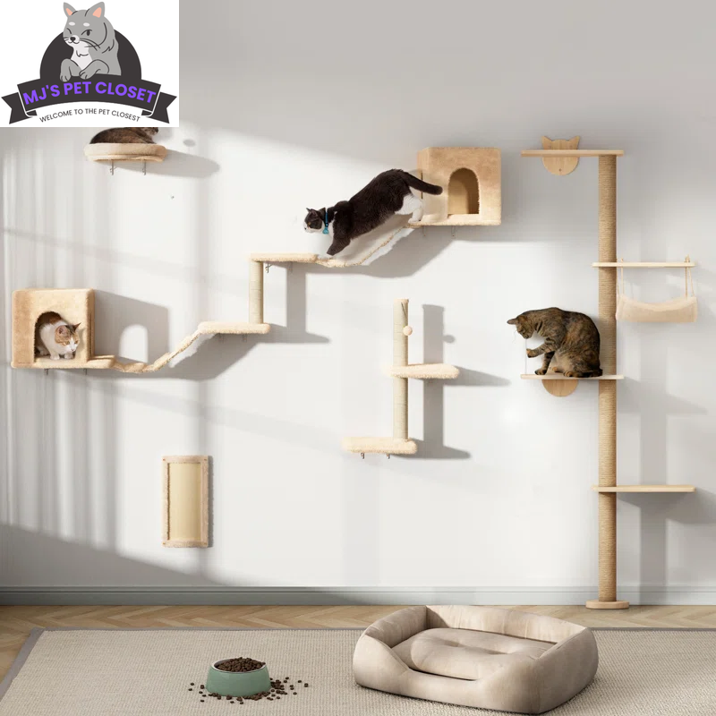 7-Piece Wall-Mounted Climbing Tower for Cats