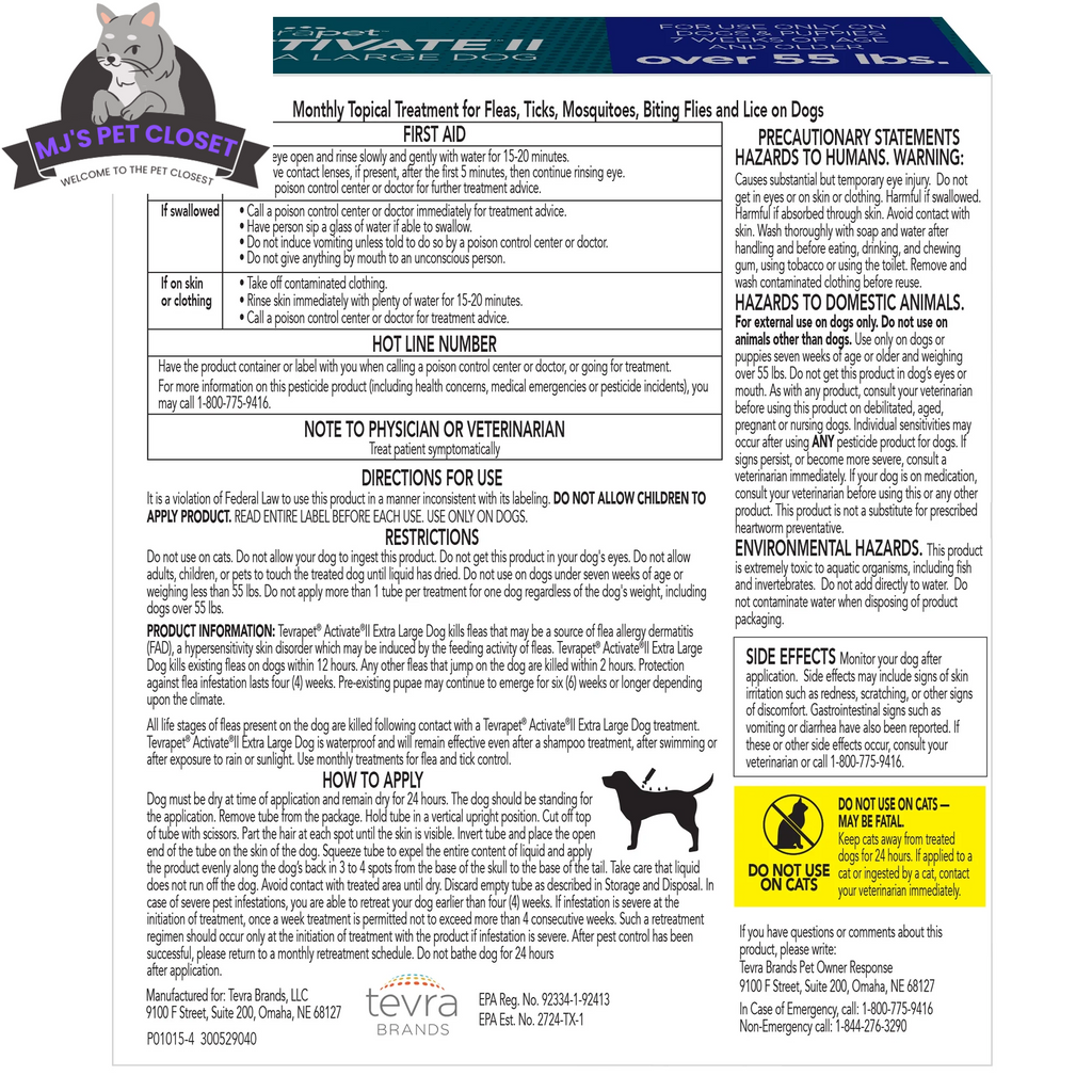 Activate II Flea and Tick Prevention  Drops for Extra Large Dogs (55+ lbs)