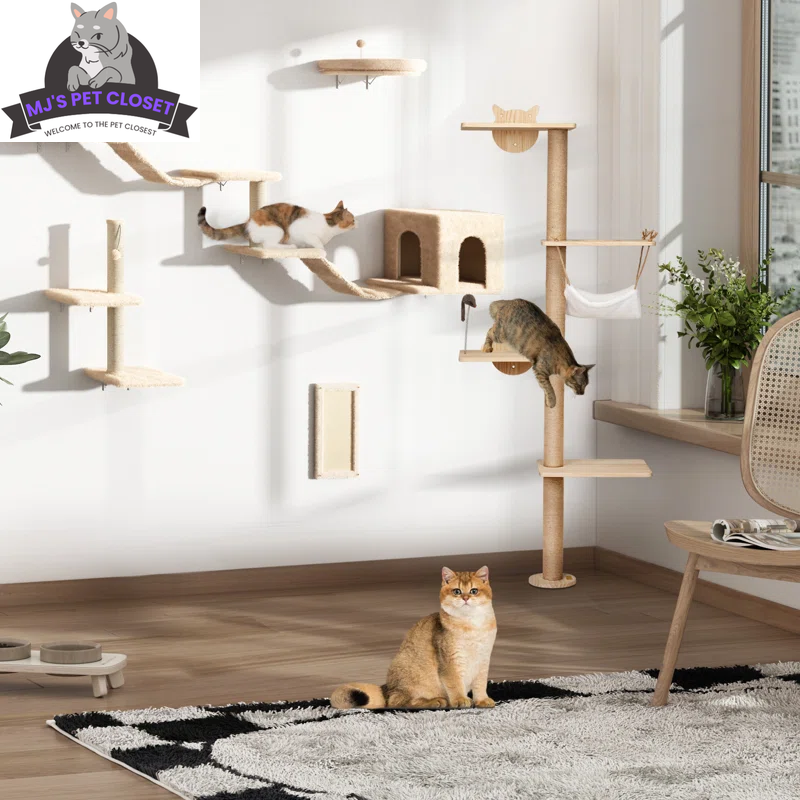 7-Piece Wall-Mounted Climbing Tower for Cats